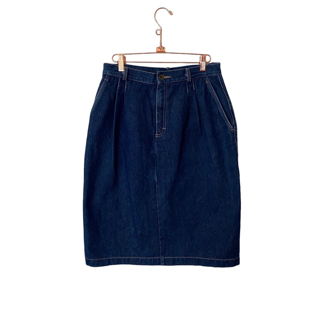 Vintage Gene Ewing Bis Denim Pencil Skirt Dark Wash EU 44 US 12